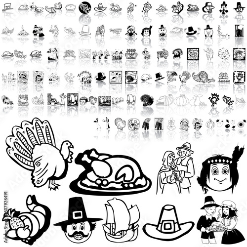 Thanksgiving set of black sketch. Part 3. Isolated groups and layers.