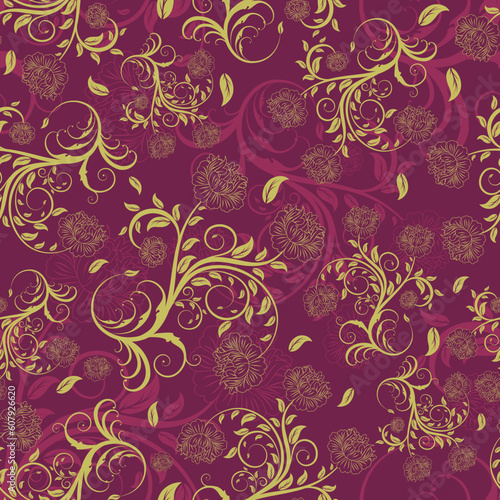 Seamless vector floral background. For easy making seamless pattern just drag all group into swatches bar, and use it for filling any contours.