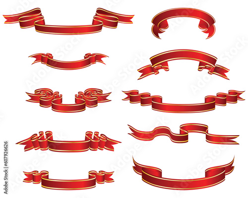 Set of different vector ribbons on white background