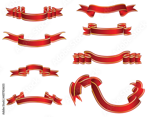 Set of different vector ribbons on white background