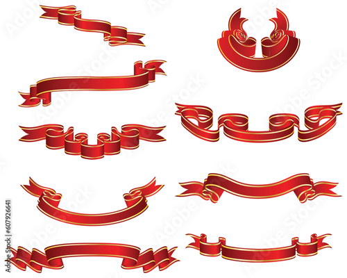 Set of different vector ribbons on white background