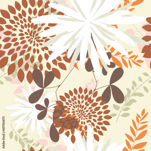 Seamless vector floral background. For easy making seamless pattern just drag all group into swatches bar, and use it for filling any contours.