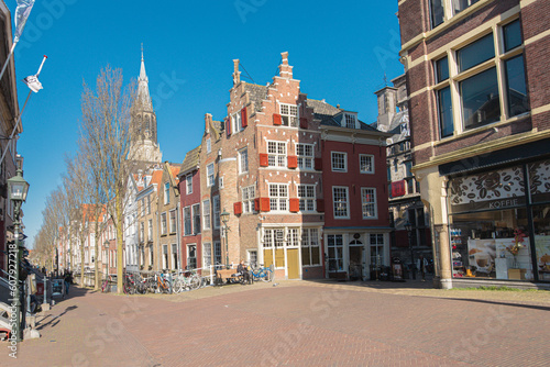 Old Brick Houses in Old Town Delft, Netherlands