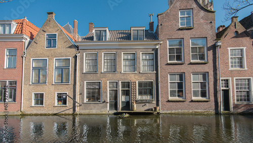 Canals and Brick Houses in Old Town Delft, Netherlands