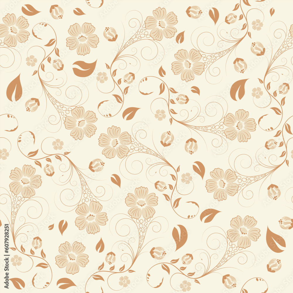 Seamless vector floral background. For easy making seamless pattern just drag all group into swatches bar, and use it for filling any contours.