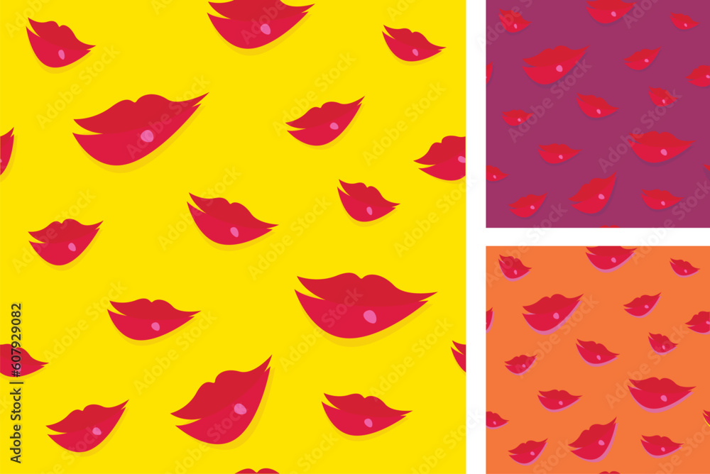Perfect collection of seamless lips background. Artistic vector Illustration. Perfect collection of seamless lips background. Artistic vector Illustration.