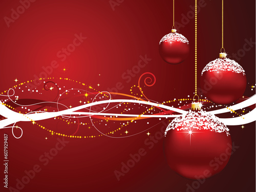 Christmas baubles on decorative background