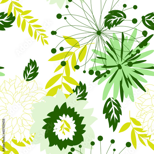 Seamless vector floral background. For easy making seamless pattern just drag all group into swatches bar, and use it for filling any contours.