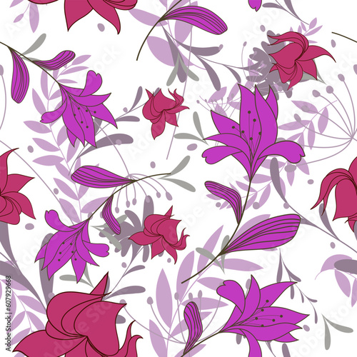Seamless vector floral background. For easy making seamless pattern just drag all group into swatches bar, and use it for filling any contours.