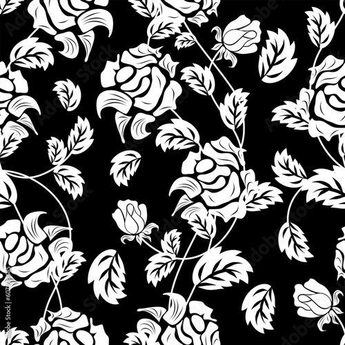 Seamless vector floral background. For easy making seamless pattern just drag all group into swatches bar, and use it for filling any contours.