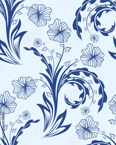 Seamless vector floral background. For easy making seamless pattern just drag all group into swatches bar, and use it for filling any contours.