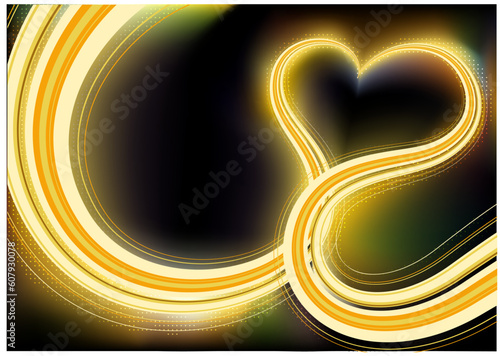 Vector illustrator of shiny lines crossing each other on heart shape