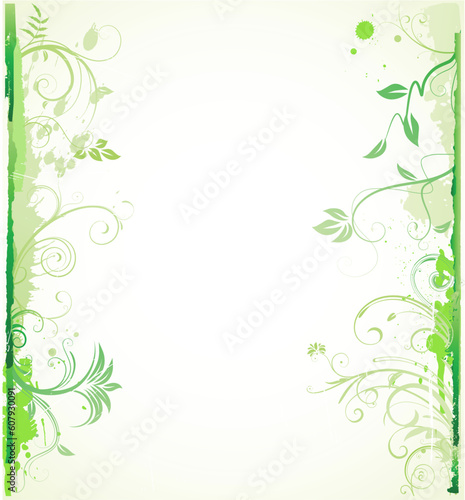 Vector illustration of green styled Floral Decorative background