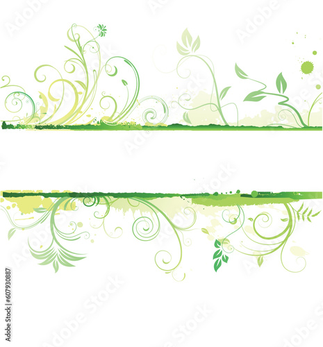 Vector illustration of green styled Floral Decorative banner