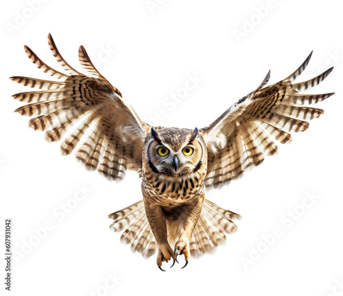 Owl isolated on the transparent background PNG. AI generative. 