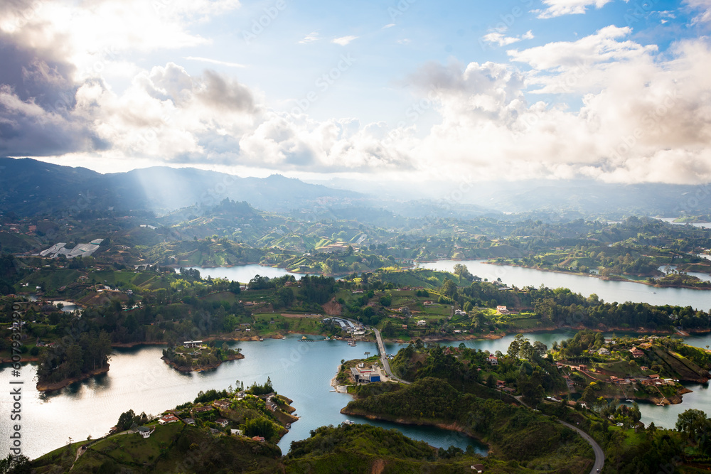 view of Guatapé from the air