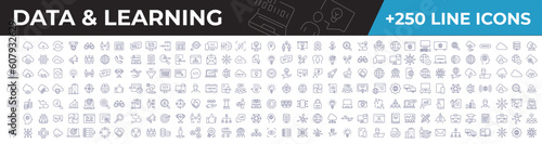 Data and learning icons line