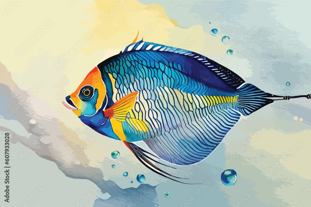 Naklejka premium Angelfish Watercolor Vertor art illustration