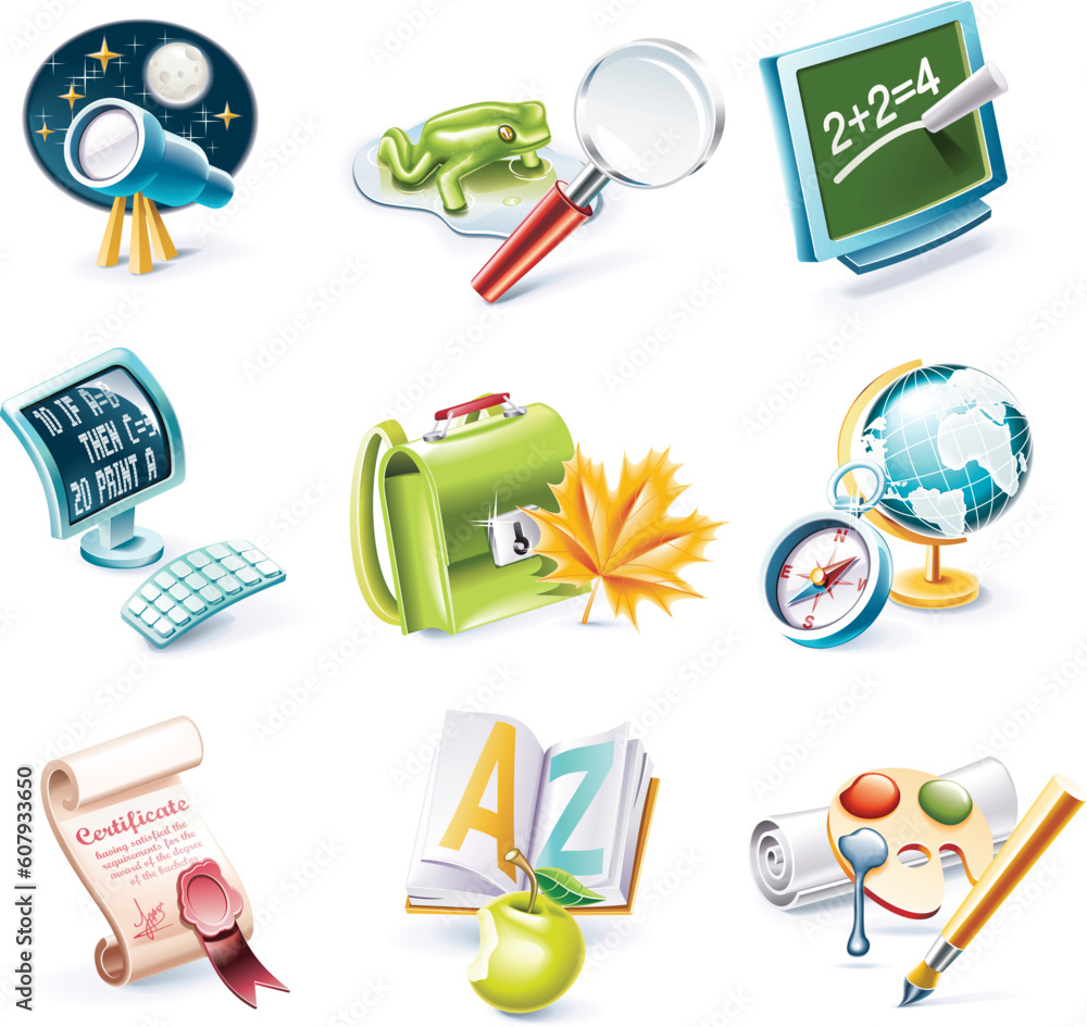 Set of highly detailed cartoon icons Set of highly detailed cartoon icons