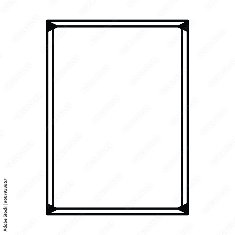 Rectangle frame shape icon, decorative vintage border doodle element for simple banner design in vector illustration