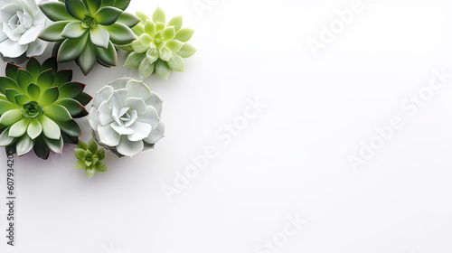 Set of succulents on white background. Generative AI