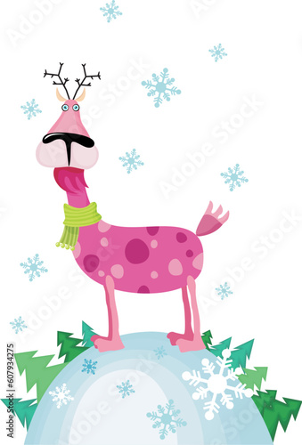 vector illustration of a christmas deer