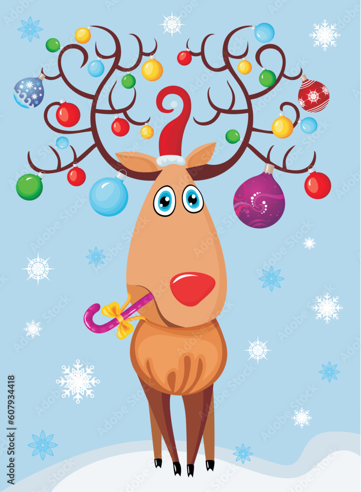 vector illustration of a christmas deer