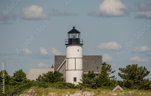 Sandy Neck Lighthouse in Barnstable Harbor  Cape Cod  Massachusetts