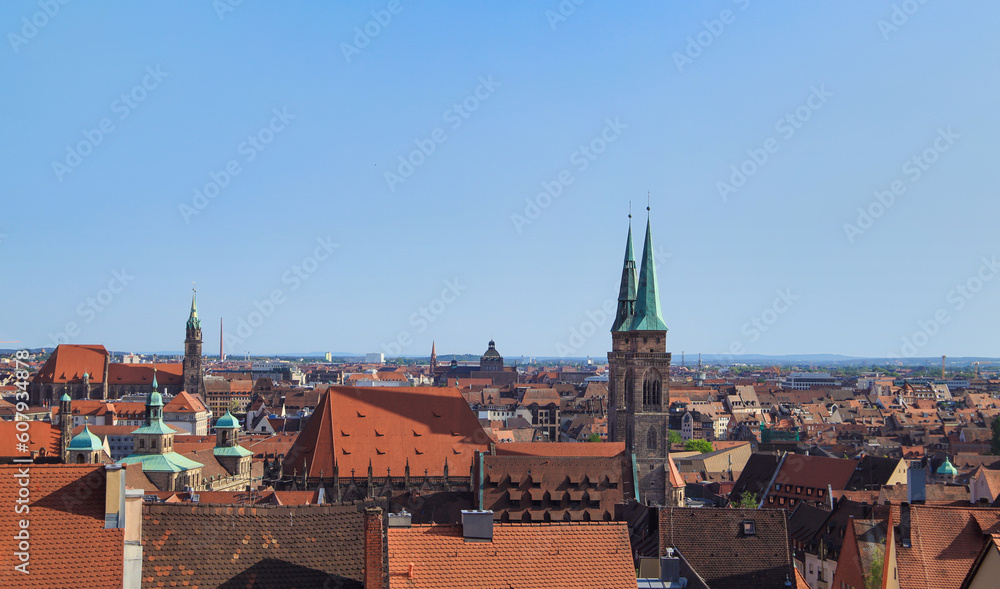 View at the city of Nuremberg, bird eye view