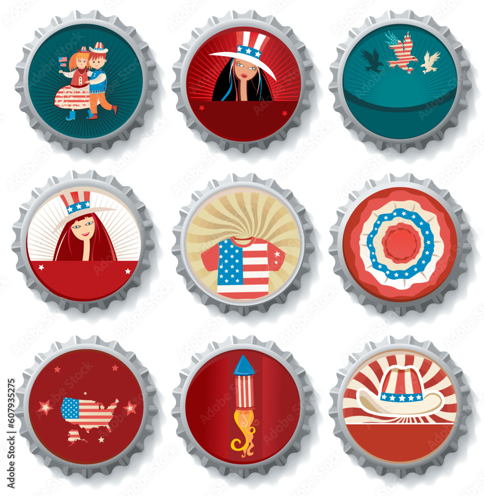 USA bottle-caps. USA bottle-caps.