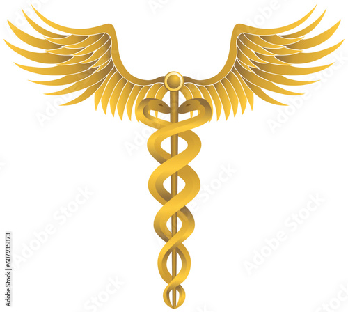 Caduceus Medical symbol - golden in color.