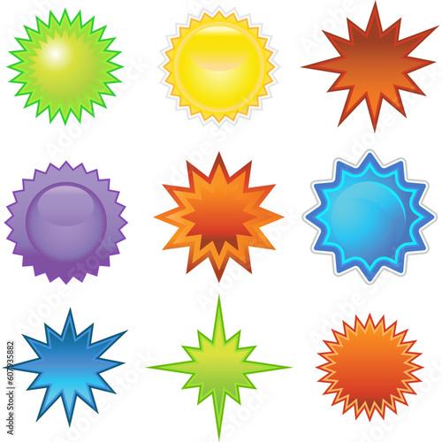 Set of star shaped stickers.