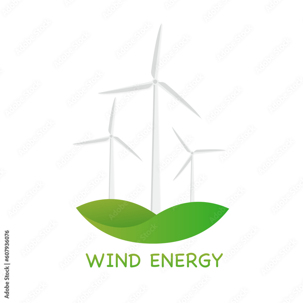 Wind energy power plant and plant. Wind turbines. Industrial concept of green energy. Vector illustration in flat style. Wind power plant background. Renewable energy sources. Vector illustration Wind energy power plant and plant. Wind turbines. Industrial concept of green energy. Vector illustration in flat style. Wind power plant background. Renewable energy sources. Vector illustration