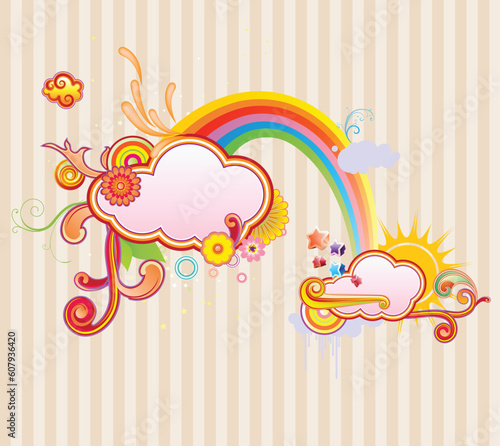 Vector illustration of retro styled design frame made of floral elements.