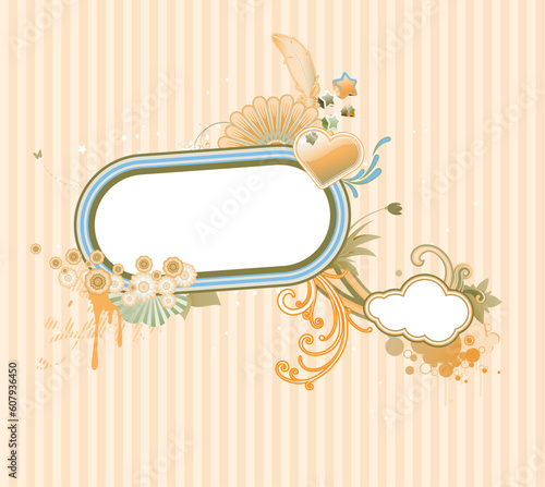 Vector illustration of funky styled design frame made of floral elements