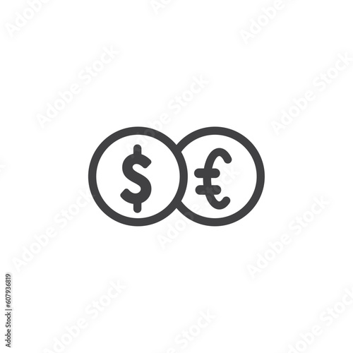 coin line icon. vector coin style line outline. 