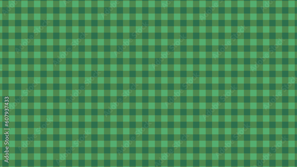 Naklejka premium Dark green checkered tablecloth. Dark green picnic tablecloth texture