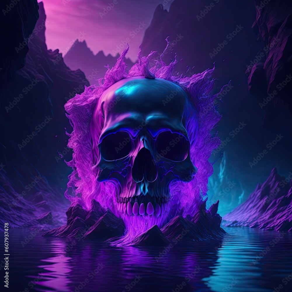 real skull in abstract smoke ai generative real skull in abstract smoke ai generative