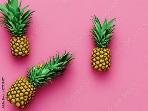 A plaster figure of a pineapple on a colored background  ai generative