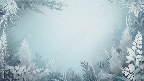 Winter-themed banner with green branches