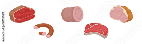 Meat Products as Foodstuff from Butchery Vector Set