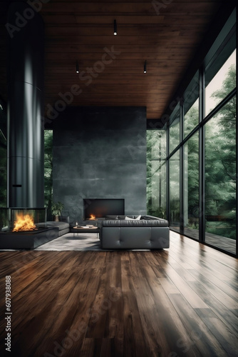 Cosy Living Room with Fire Place and large Windows © This is Art