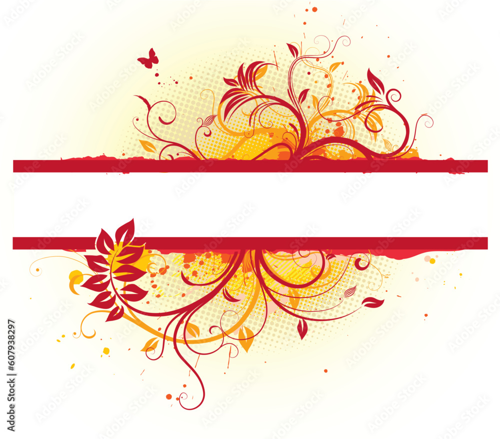 Vector illustration of Grunge Floral Decorative banner Vector illustration of Grunge Floral Decorative banner