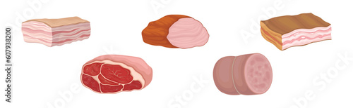 Meat Products as Foodstuff from Butchery Vector Set