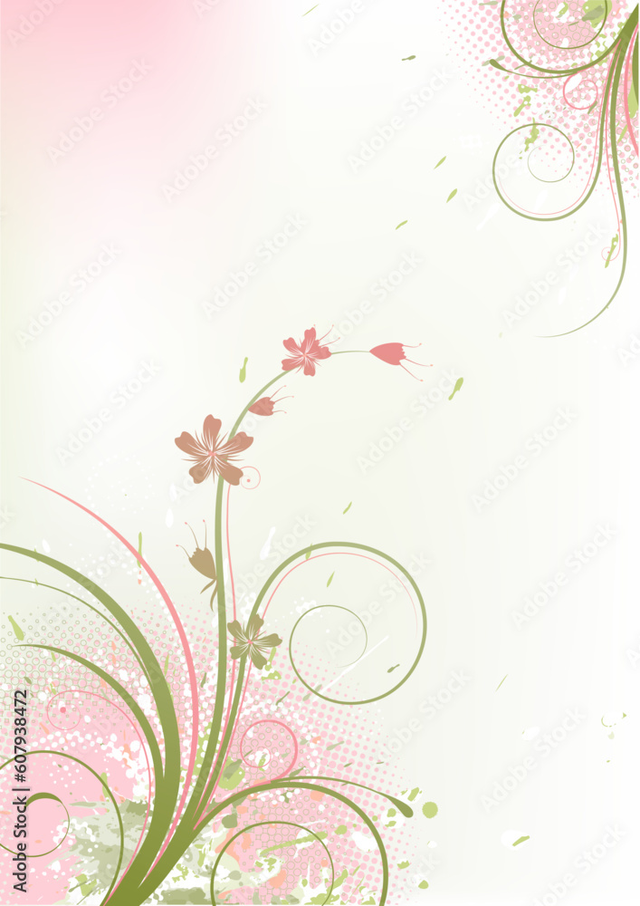 Vector illustration of Grunge Floral Background