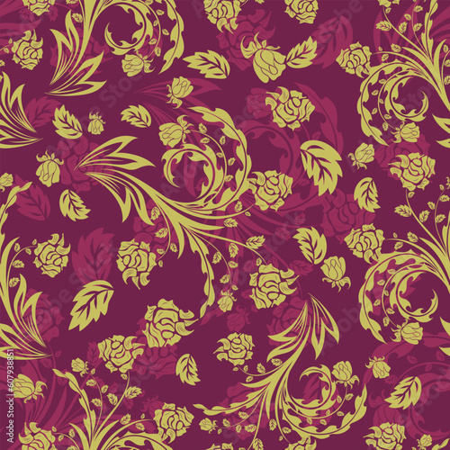 Seamless vector floral background. For easy making seamless pattern just drag all group into swatches bar  and use it for filling any contours.