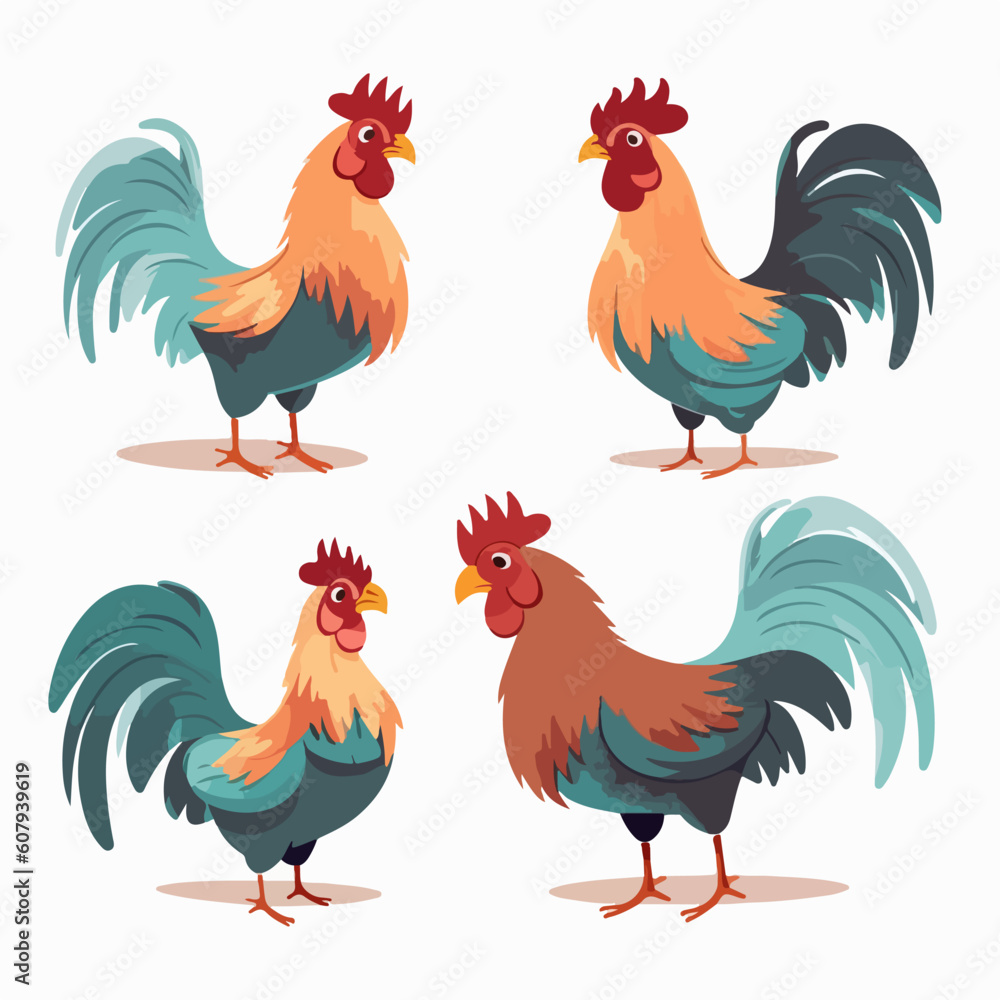 Fototapeta premium Versatile cockerel illustrations suitable for branding and logo design.