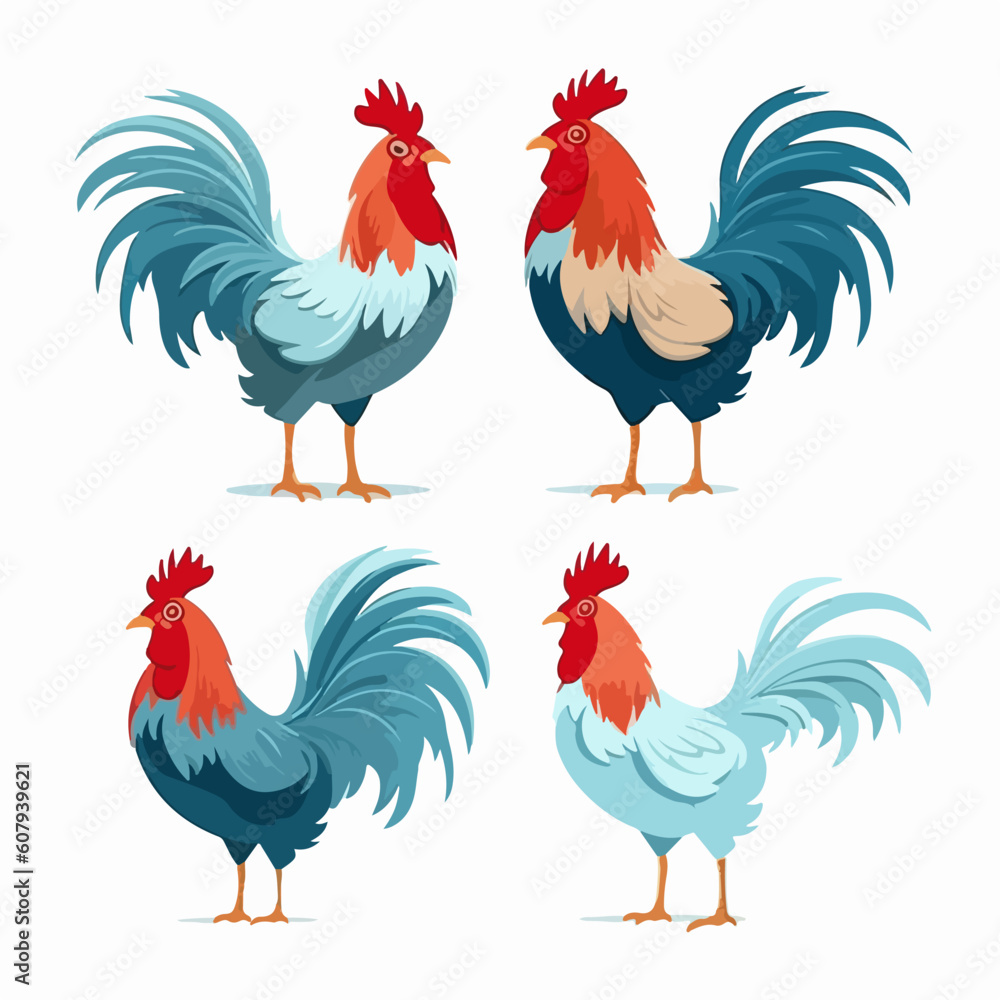 Fototapeta premium Captivating cockerel illustrations that bring the farm to life.