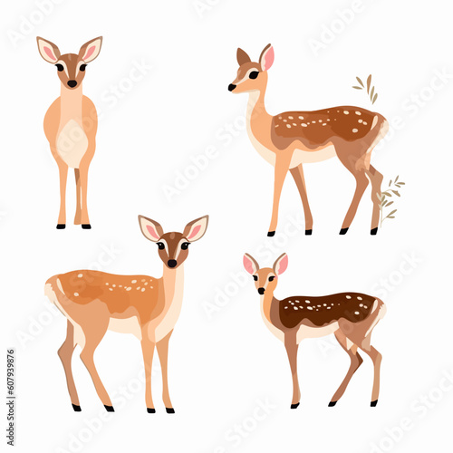 Whimsical deer illustrations in diverse poses, adding enchantment to your designs.