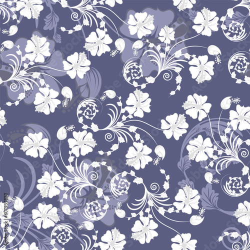 Seamless vector floral background. For easy making seamless pattern just drag all group into swatches bar, and use it for filling any contours.